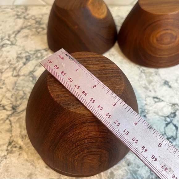 Vintage Mid 20th Century Teak Wood Salad Bowl Set of 4, Organic,Sustainable - Picture 8 of 9